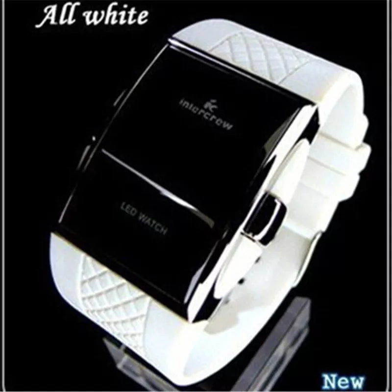 Sports Digital Men Watch  New Stylish Black Rentangle Dial LED Electronic Clock Silicone WatchbanD