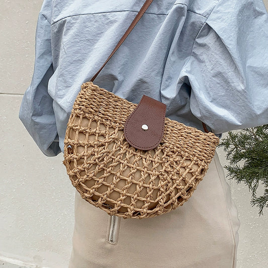 Western Style Winter Special-Interest Design Shoulder Straw-Weaved Bag