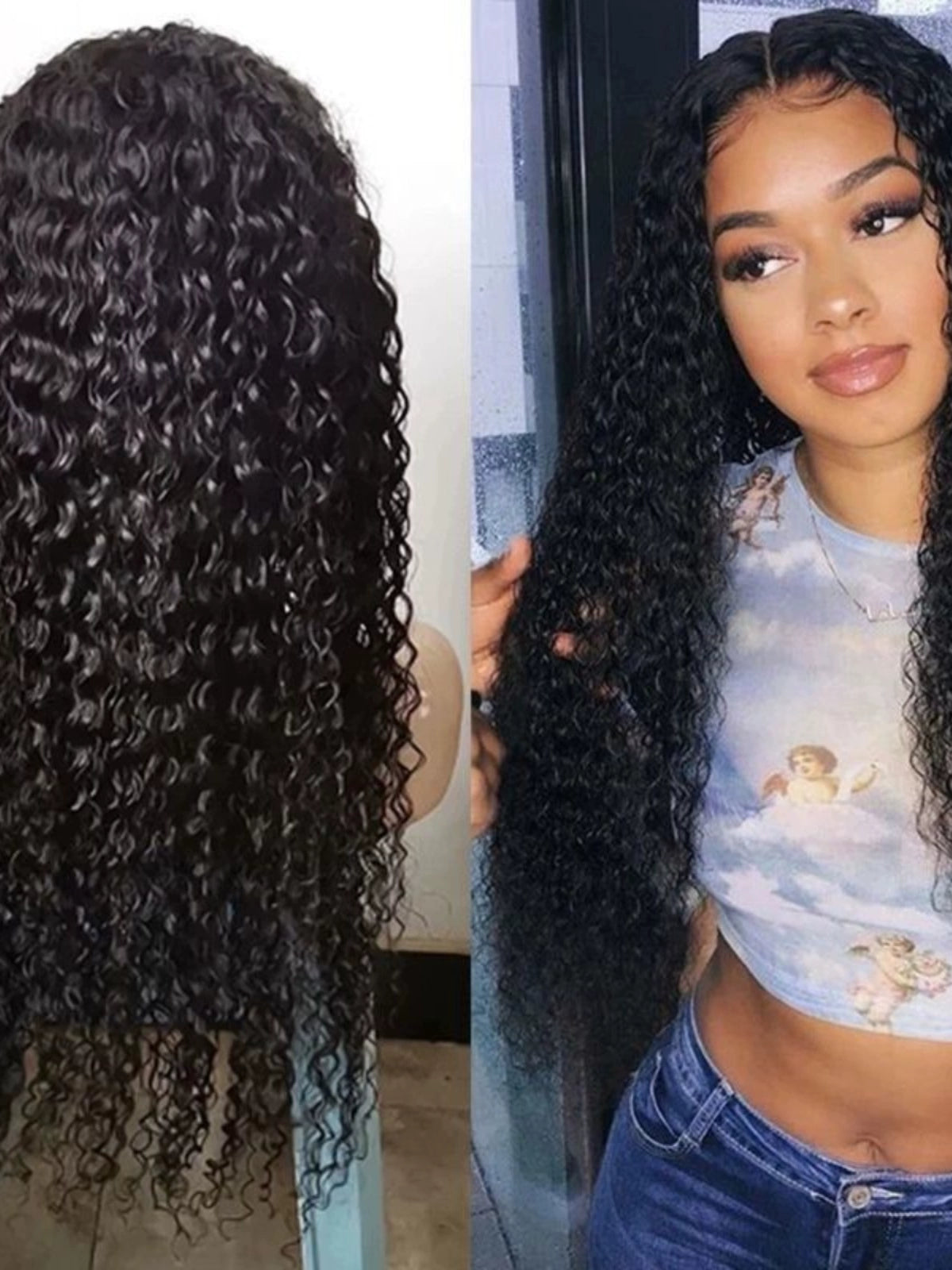 Sale! Brazilian Deep Curly Lace Front Wig Human Hair Wig