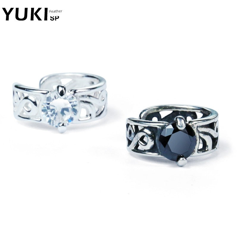 Yuki 925 Sterling Silver Rhinestone Chinese Tangcao Auricle for Men and Women