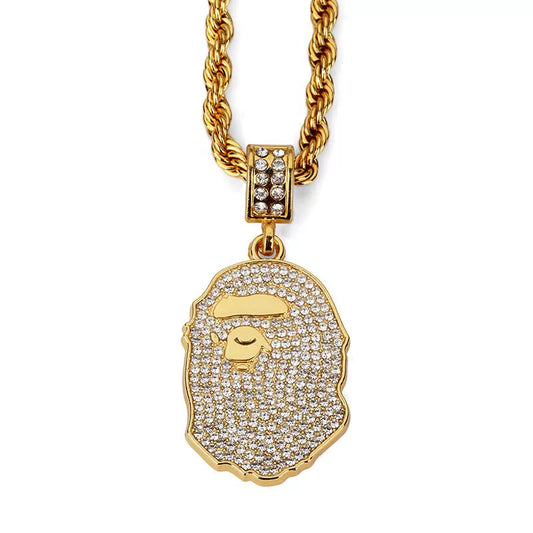 Same Design Diamond Studded by Hand Ape Head Hip Hop Necklace Pendant