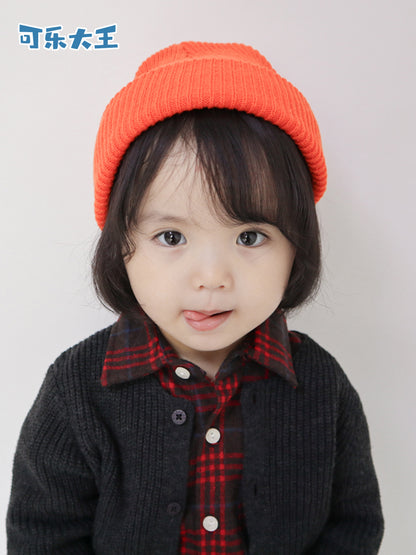 Trendy Child All-Match Knitted Solid Color Light Board Wool Hat