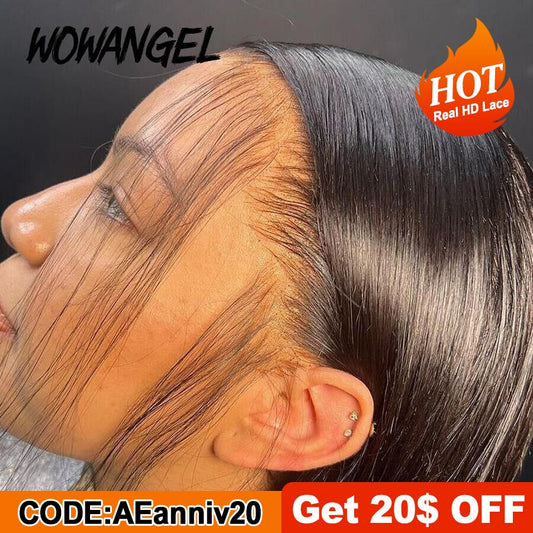 WOW ANGEL HD Lace Front Wigs 250% 13x6 HD Lace Front Wigs Straight Hair Invisible HD Lace Melt Skin HD Lace Front Human Hair Wig