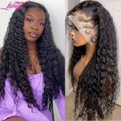 Transparent 13x4 Deep Wave Lace Frontal Wig 30 Inch Brazilian Deep Curly Lace Front Human Hair Wigs For Women Human Hair Wigs